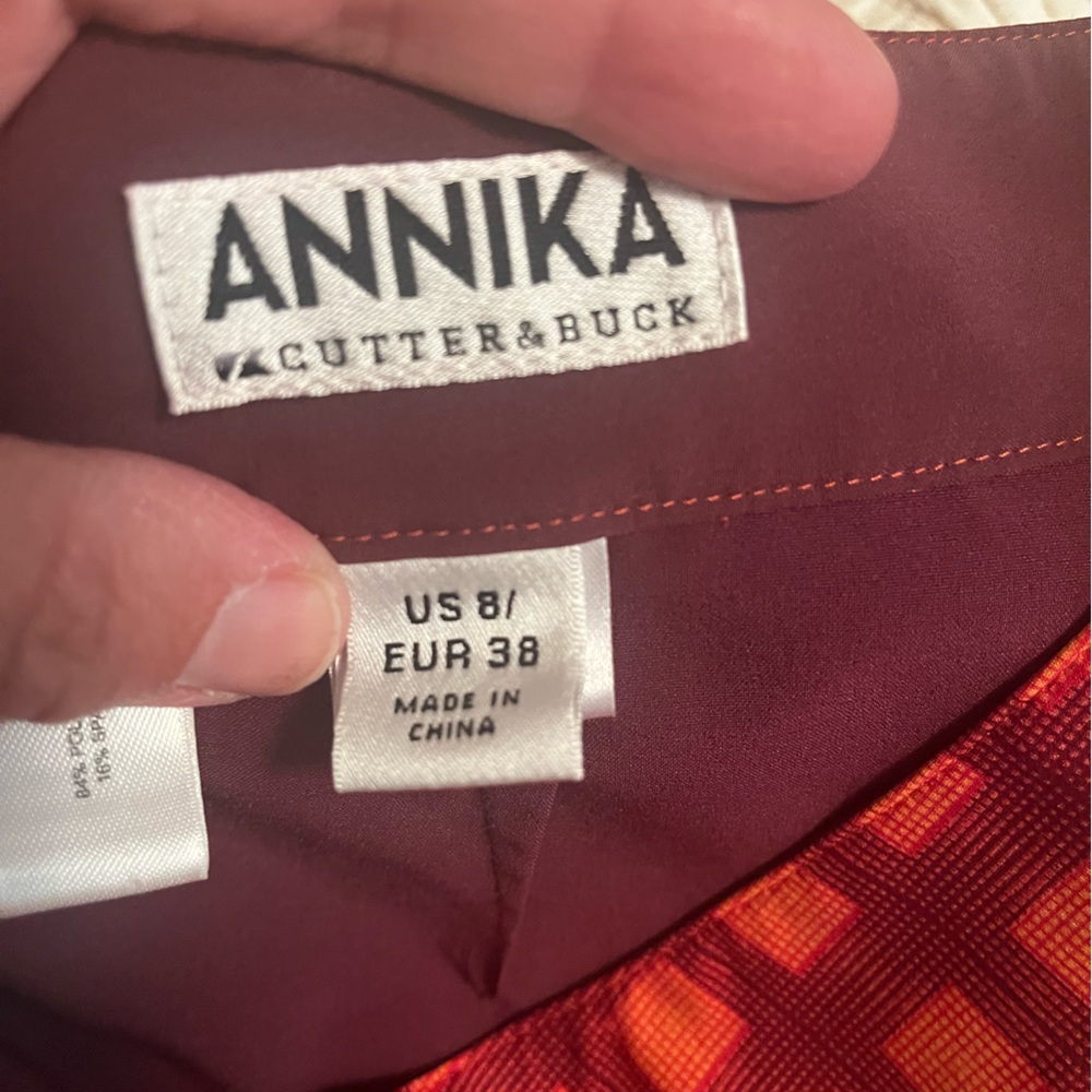 Annika Cutter & Buck Golf Tennis Skort Maroon Orange Virginia Tech Colors Size 8 - Picture 8 of 9